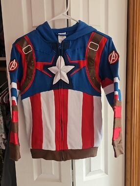 Disney Kids Blue Superhero Zip-Up Hoodie Captain America